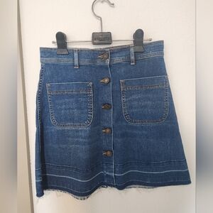 Zara Buttoned Denim High Waist Mini Skirt